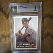 Topps 1957 Bill Mazeroski #24 Pittsburgh Pirates Rookie Base Beckett 6 EX-MT picture