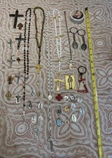 Vintage Lot Religious Catholic Medallion, Rosaries, Crucifix/Cross etc, 24 pcs picture