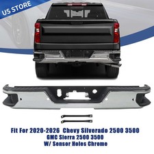 Chrome Rear Bumper Assembly For 2020-2026 Sierra Silverado 2500 3500 W/ Sensors picture