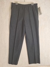 Donnkenny Women's 10 Grey Pull on Pants Elastic Waist Washable Flannel NWT 34x27 picture