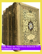 Rare 1882 Atlas der Alpenflora Botanical Art 4 Volumes + Guidebook Antique picture
