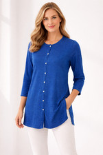 J.Jill Plus Navy Blouse Top Tunic Button Casual Long Sleeve Crew Neck 2X picture