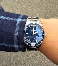 Islander Saltaire Solar Diver Quartz 200m 38mm Blue Dial/Bezel Bracelet Box Mens picture