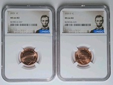 2025 P&D Lincoln Shield Cent 1C NGC MS66 RD Lincoln Label 2 Coin Set picture