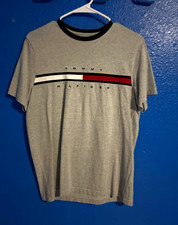 Tommy Hilfiger Men's Gray Logo Graphic Crew Neck Short Sleeve T-Shirt Size M picture