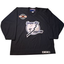 Vintage CCM Tampa Bay Lightning NHL Center Ice Black Practice Hockey Jersey L picture