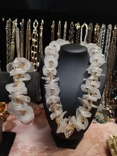 Vintage RARE Signed NAPIER Crystal Ice Lucite Necklace Bracelet Set 80s Runway picture