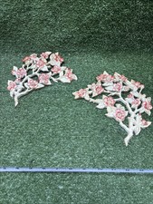 1986 Vintage Burwood Dogwood Wall Hanging Decor Pair Very Good Condition picture