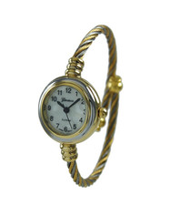 2-Tone Gold Silver Cable Band Ladies Bangle Cuff Watch picture