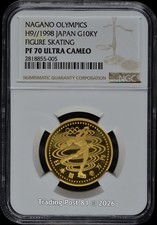 JAPAN 1998 - Olympics 1/2 ounce Pure Gold Coin - Figure Skating - NGC PF 70 UC picture