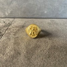 Men's Gold Plated Napoleon Bee Signet Ring Sterling Silver Oval Vintage Jewelry picture