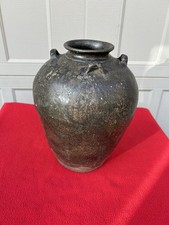 Thai Sukhothai Sawankhalok Brown glazed ceramic bottle lug handles 15-16th c. picture
