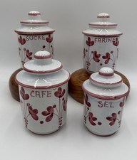 Rare Sarreguemines France Floral Canisters Vintage French Sucre Farine Café Sel picture