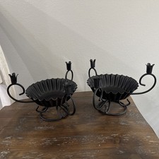 Vintage Pair Of Black  Candle Holders picture
