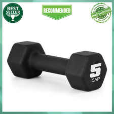 5 lb Neoprene Hex Dumbbell Black Single Hand Weight Strength Training picture