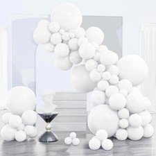 PartyWoo White Balloons 140pcs Matte White Latex Balloons Different Sizes picture