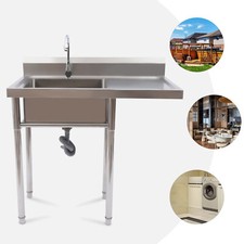 Commercial Restaurant Kitchen Sink with Faucet Free Standing Single Bowl Sink picture