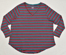 Lane Bryant Plus Size 18/20 Striped Metallic Shimmer V-Neck Long Sleeve Shirt picture