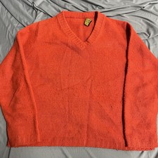 Vintage 60s 70s Sears Roebuck & Co Wintuk V Neck Orange Knit Sweater Sz M READ picture