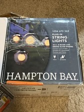 Hampton Bay 10 ft. Black Plug-In String Light w/ Smoky Glass Shades & Bulbs picture