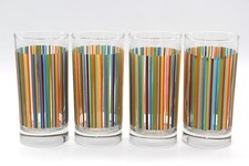 Vintage Libbey Crisa Striped Glass Tumblers Mid Century Set of Four picture