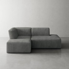 3 Piece Gray Corduroy Modular L-Shaped Sectional Sofa with Ottoman picture
