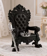 1:12 Dollhouse Miniature - Gothic or Halloween Chair w/accessories - (lot 1322) picture
