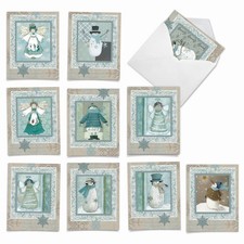 10 Seasons Greetings Card Pack w/Envelopes - Snow Angels NobleWorks M6731XSB picture