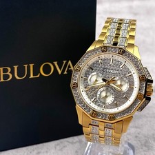 Bulova  98C126 Octava Crystal White Dial Gold-Tone Quartz Chronograph Watch picture