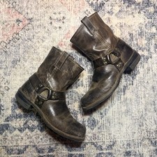 Frye Harness 12R Vintage USA Made Mens 11 M Brown Leather Biker Boots picture