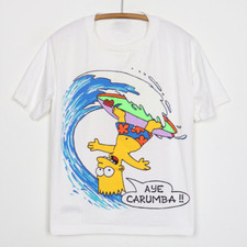 Vtg 1989 The Simpsons Bart Simpson Aye Carumba Cotton White S-5XL Shirt TR014 picture