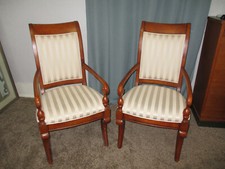 French Empire Style Pair of Vintage Carved Open Arm Chairs picture