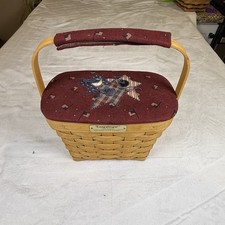 Longaberger 1996 Dresden Tour Basket Signed Patriotic Lid Protector USA picture
