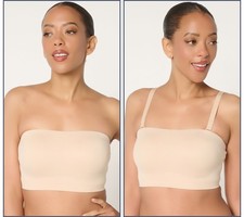 Breezies Women's Bra Sz XL Bonded Bandeau Convertible Straps Pink A693065 picture