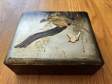 Antique Meiji Period Japanese Lacquer Box with pheasant and inlaid butterfly picture