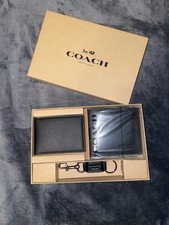 Coach Men's 3-in-1 Wallet Boxed Gift Set Signature Black Leather picture