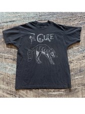 RARE The Cure Rare Cat Artwork Vtg Unisex Black T-Shirt Size S to 5XL picture