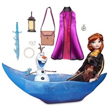 Disney Store Exclusive Frozen 2 Anna Playset Ice Boat Satin Dress Gown Olaf Gift picture