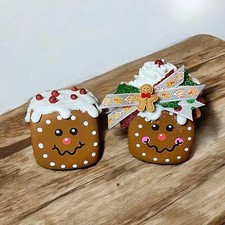 Handmade Gingerbread-themed Wooden Blocks Spackle Accents picture