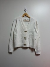 Lilly Pulitzer Ellorie Sweater Size M Coconut Rhinestone Cardigan picture