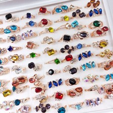 5-100pc Wholesale Lot Mixed Color Women Faux Gem Stone Color Rings Party Jewelry picture