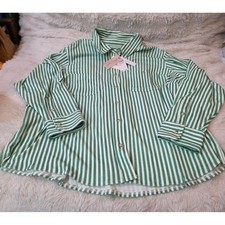 Philosophy Woman NWT Green White Striped Button Down Blouse Plus Size 3X picture