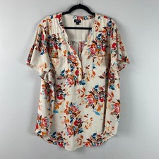 Torrid Harper Flutter Sleeve Blouse Size 4X Floral Popover Short Sleeve picture