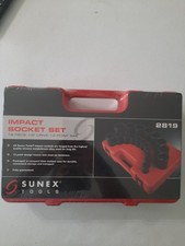 SUNEX TOOLS 2819 1/2-Inch Drive 12Point SAE Impact Socket Set 19 Piece BRAND NEW picture