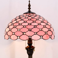 Tiffany Floor Lamp Pink Stained Glass 16X16X64 Inch Antique Reading Lamp picture