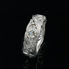 Platinum 870 0.89ctw Round & Marquise Diamond Milgrain Size 6.5 Ring #E2590 picture