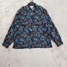 Vintage Donnkenny Shirt Womens XL Multicolor Floral Button Front Long Sleeve picture