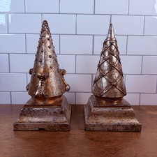Vintage 1998 Gold Gilt Topiary Obelisk Bookends Neoclassical Pair picture