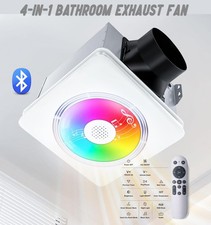 4-in-1 Bathroom Exhaust Fan Bluetooth Speaker 1800W Dual Heater 160 CFM LED RGB picture