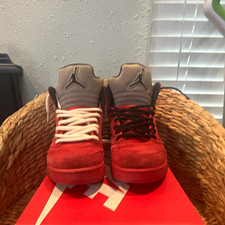 Jordan Air Jordan 5 Suede High-Top Lace-Up Basketball Sneakers Red/Gray picture